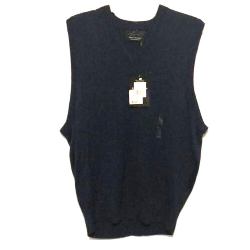 greg norman collection golf sweater vest mens m navy silk new preppy classic top